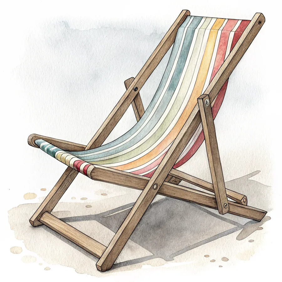 Aquarell: ein gestreifter Liegestuhl