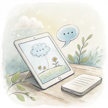 Ein Tablet mit einer Sprechblase