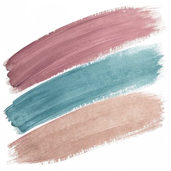 Aquarell: drei nebeneinander laufende Pinselstriche in Rosé, Petrol und Grau – verschiedene Wege des Sprechens